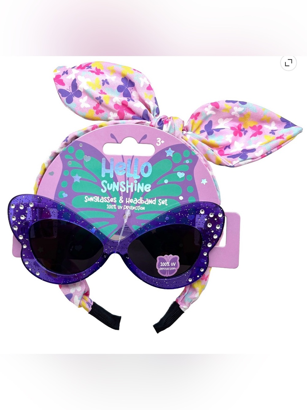 Hello Sunshine Purple Gem Cat-Eye Sunglasses & Floral Headband Set
